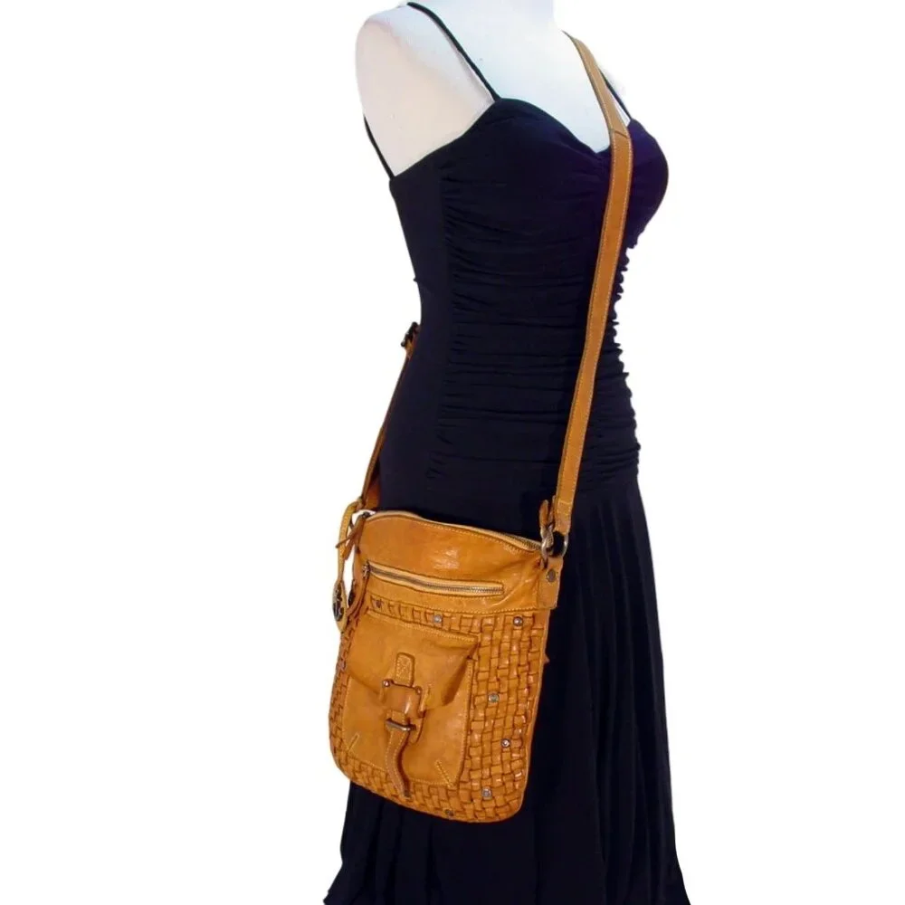 HARBOUR 2nd $200 Distressed Woven/Braided Leather Crossbody Bag - Picture 2 of 8